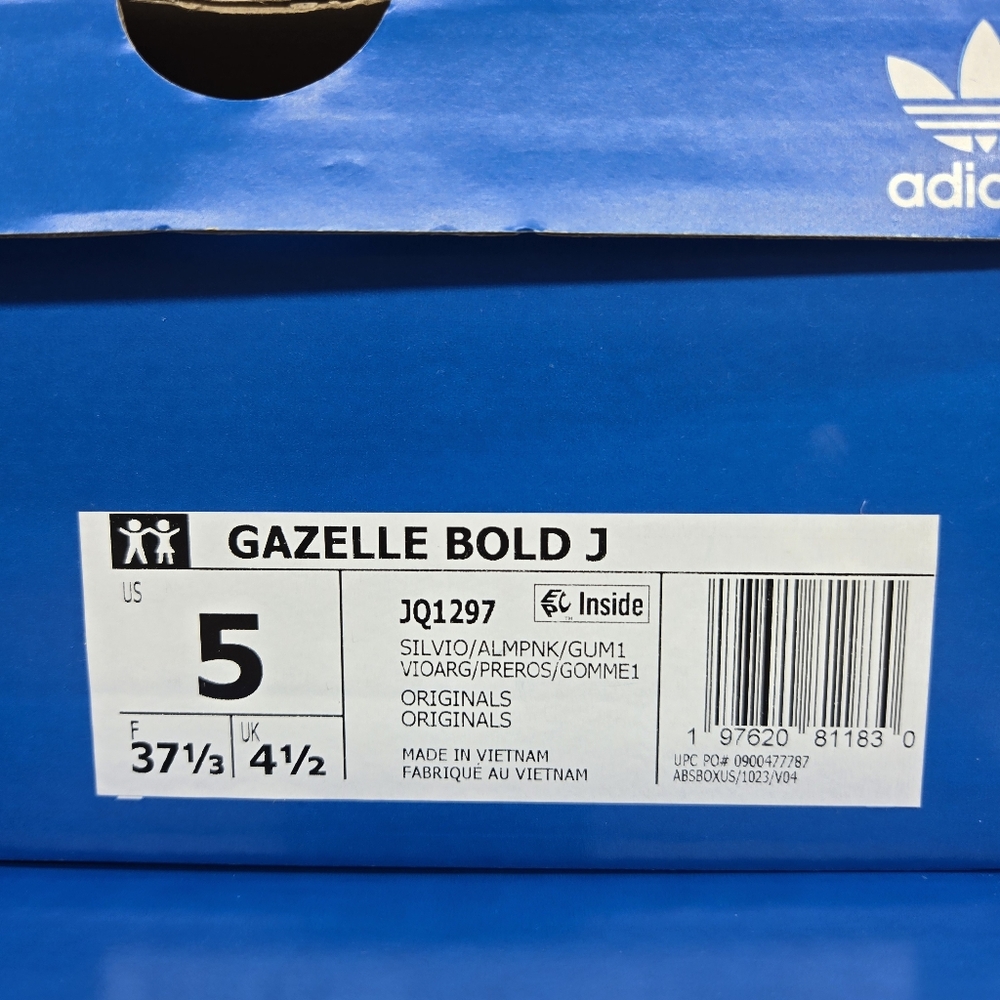 adidas Gazelle Bold JQ1297 Silver Violet Pink Shoes Women's Size 6 New - Picture 8 of 8